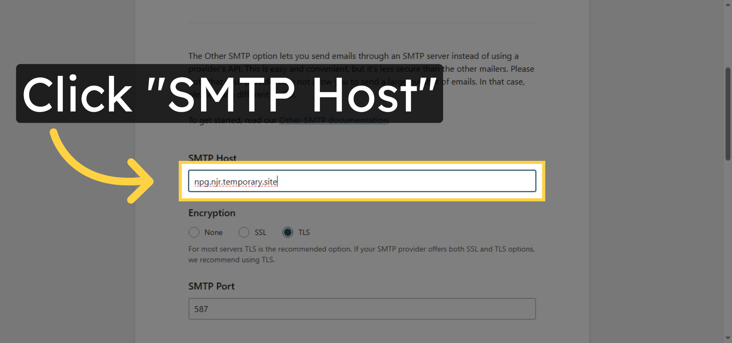 Select SMTP Host Field
