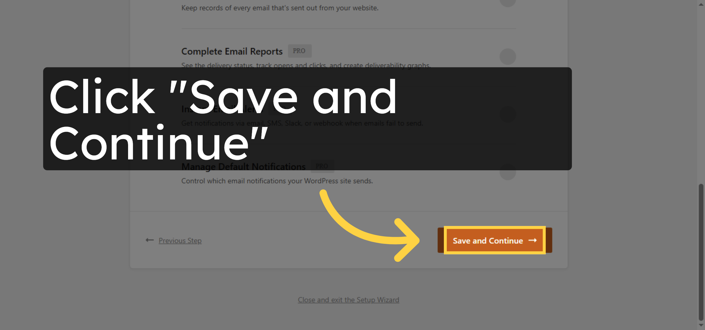 Continue Setup Progress