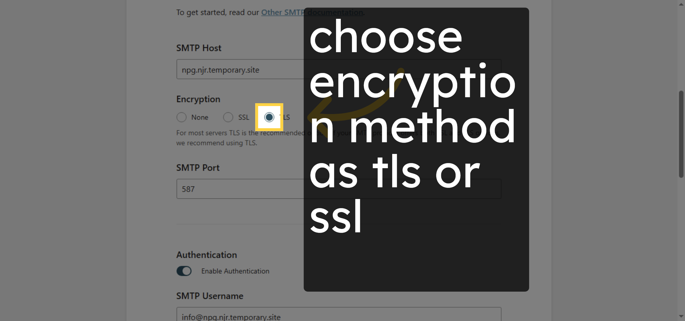 Access SMTP Host Input