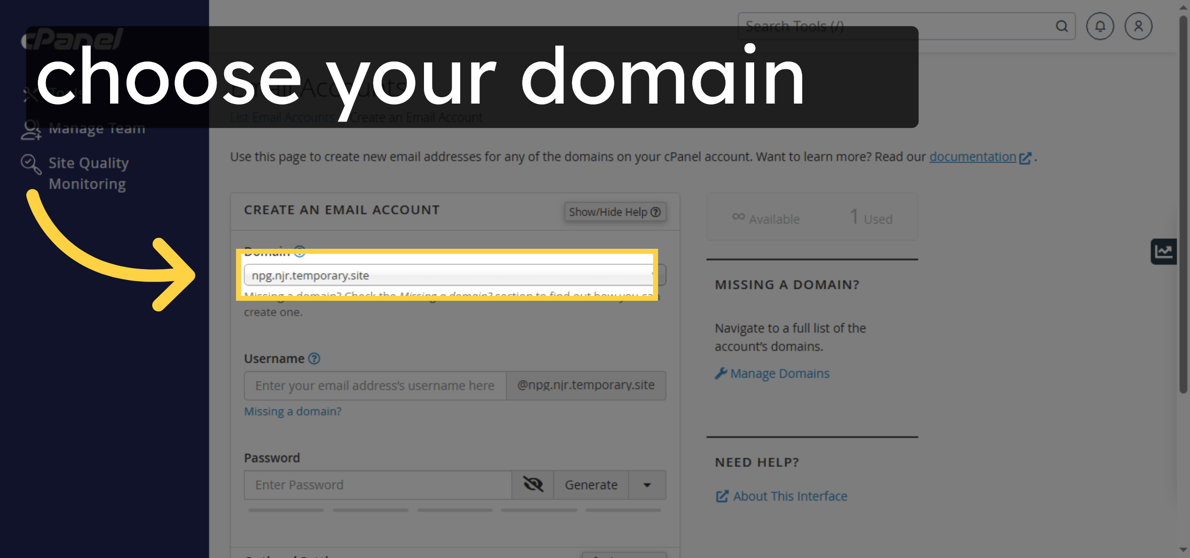Select Domain for Email