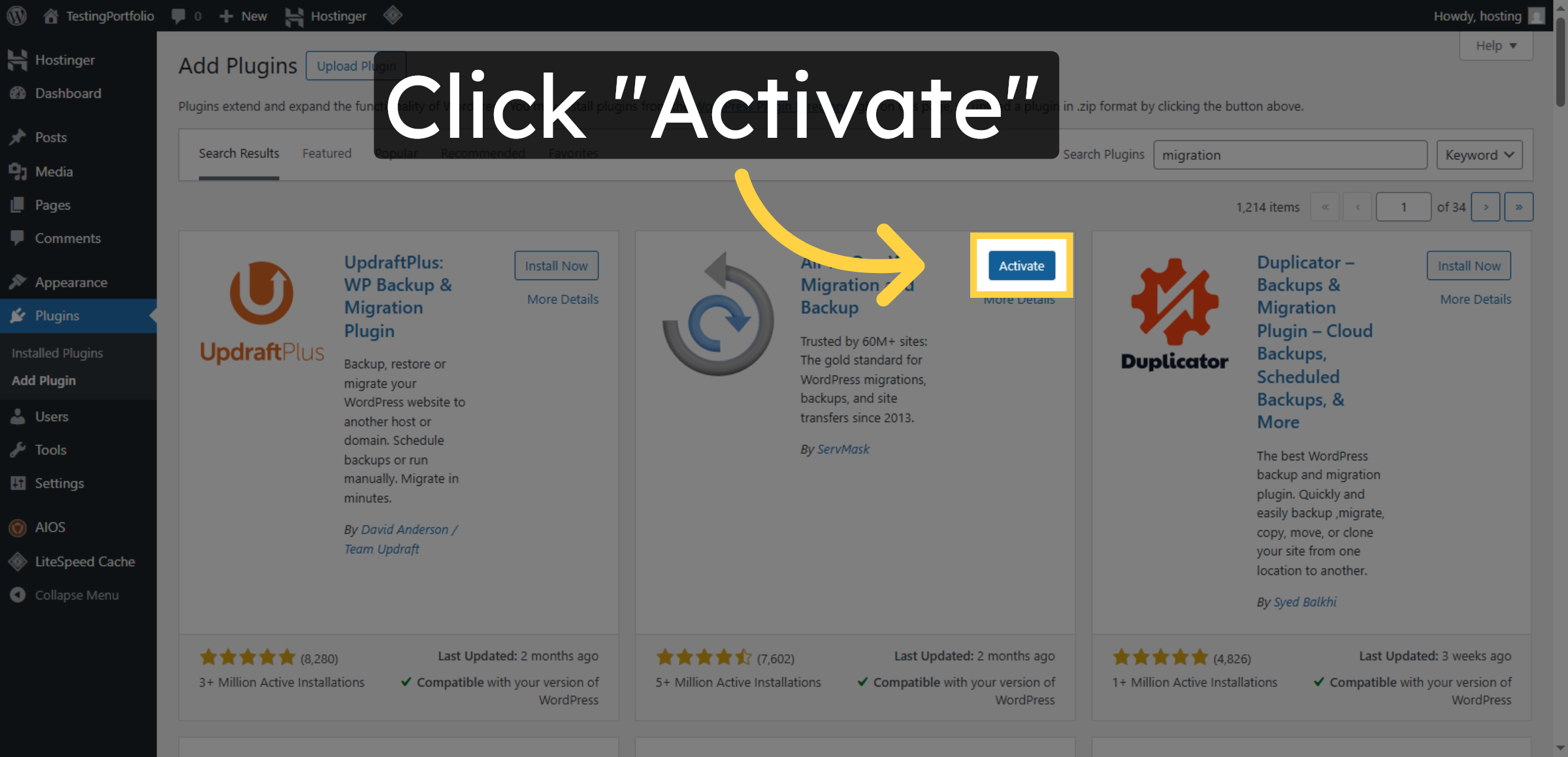 Activate Migration Plugin