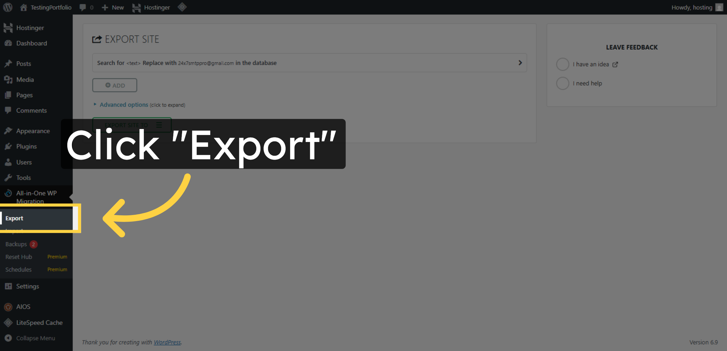 Initiate Export Process