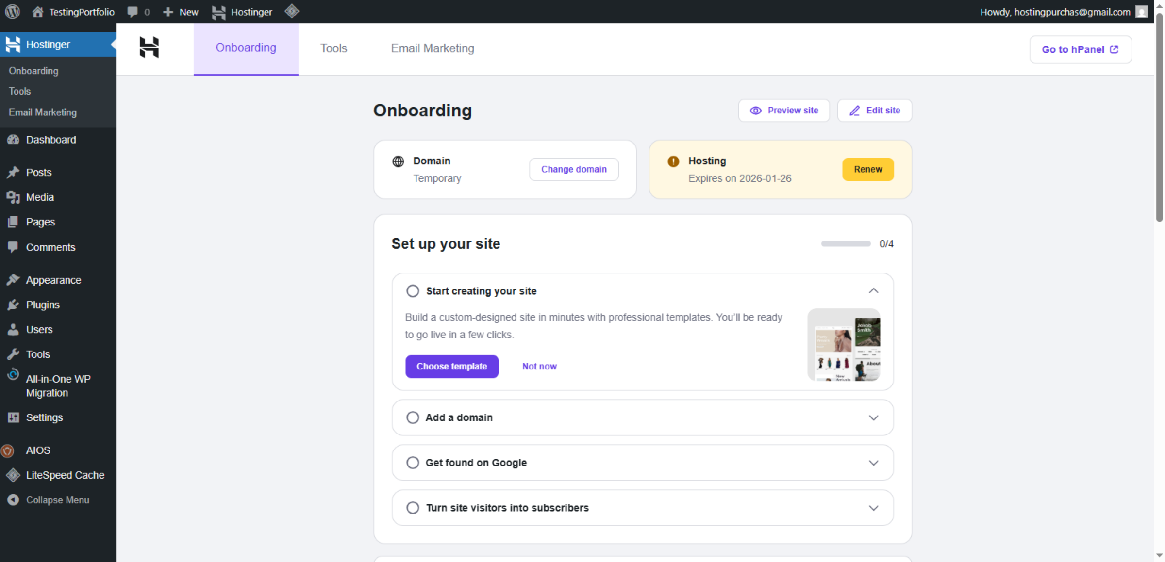 Switch WordPress Site