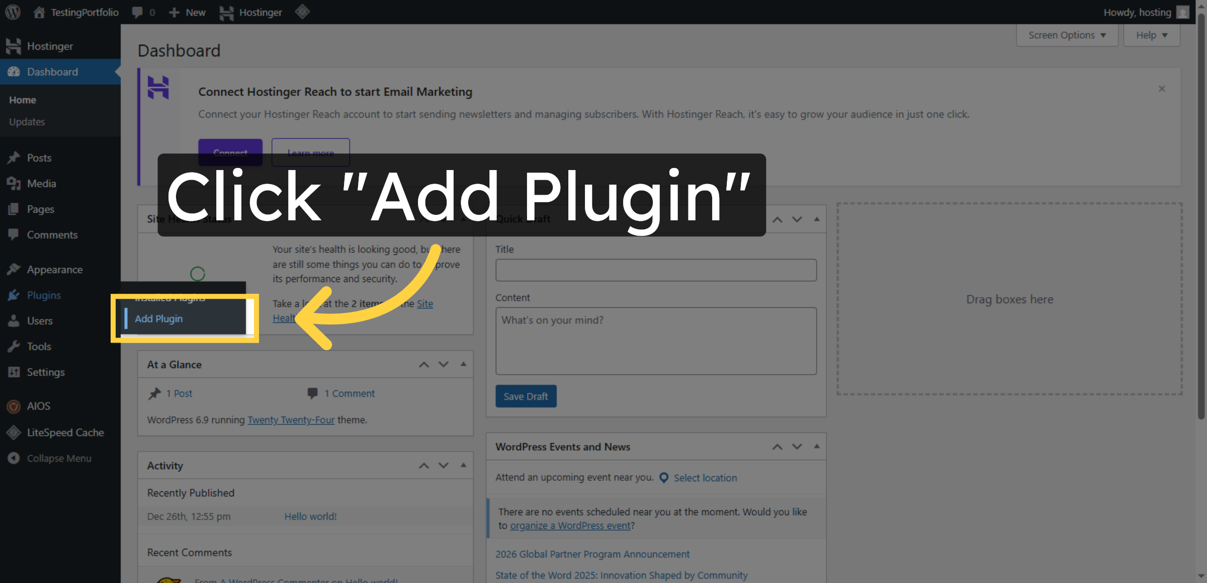 Open Add Plugin Page