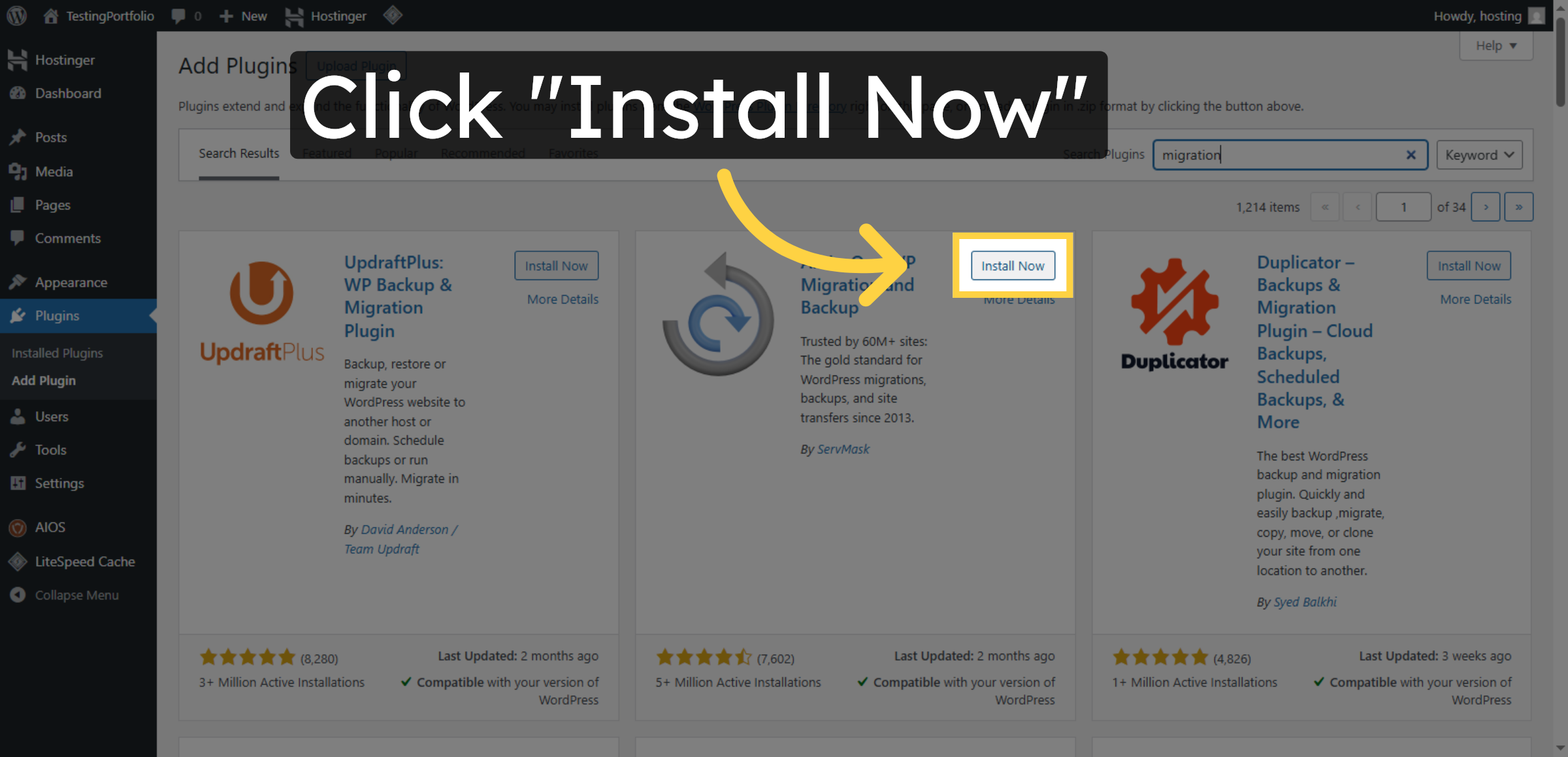 Install Migration Plugin