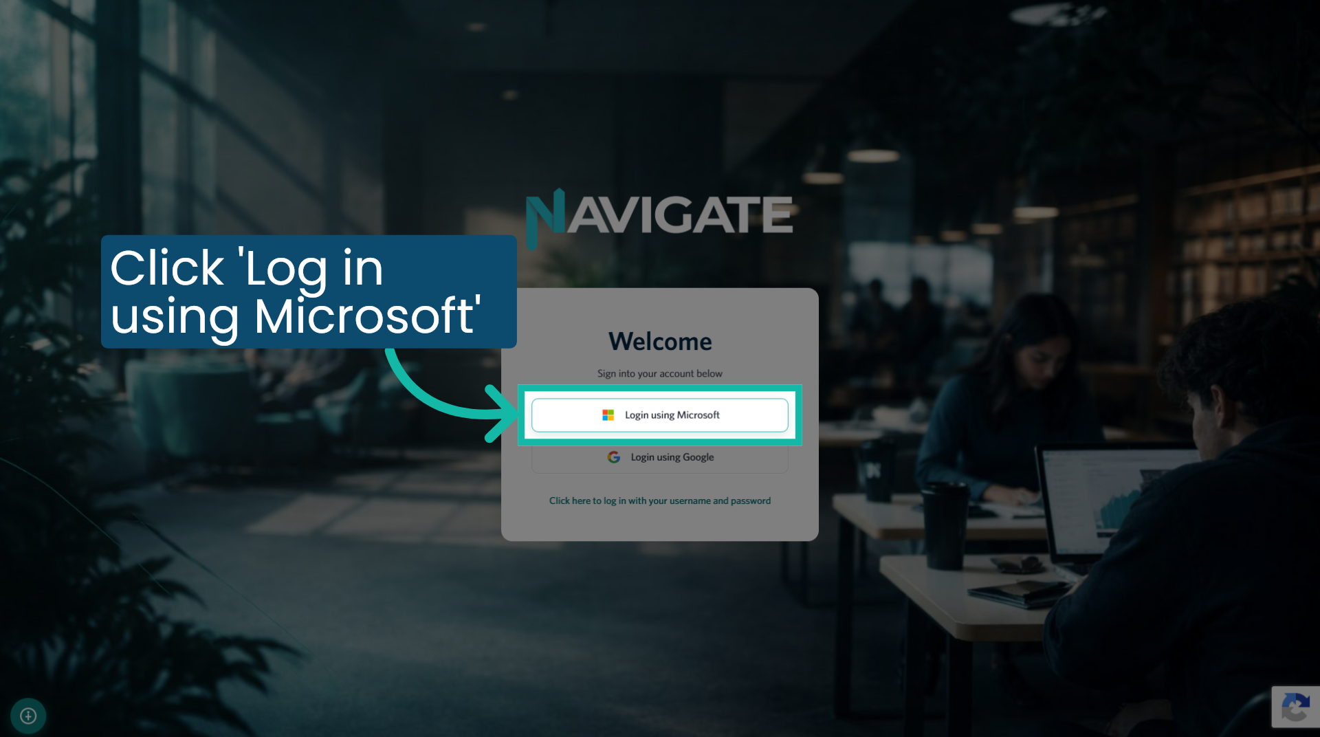 Click 'Log in using Microsoft'