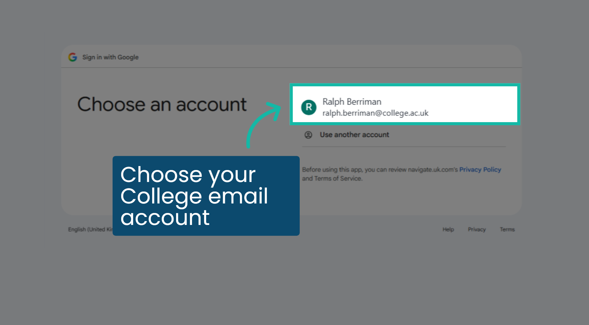 Choose your College email account