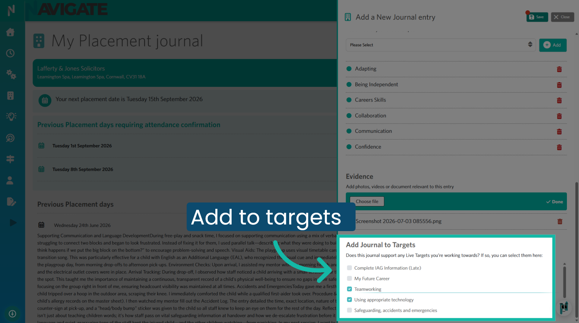 Attach this activity to any relevant targets
