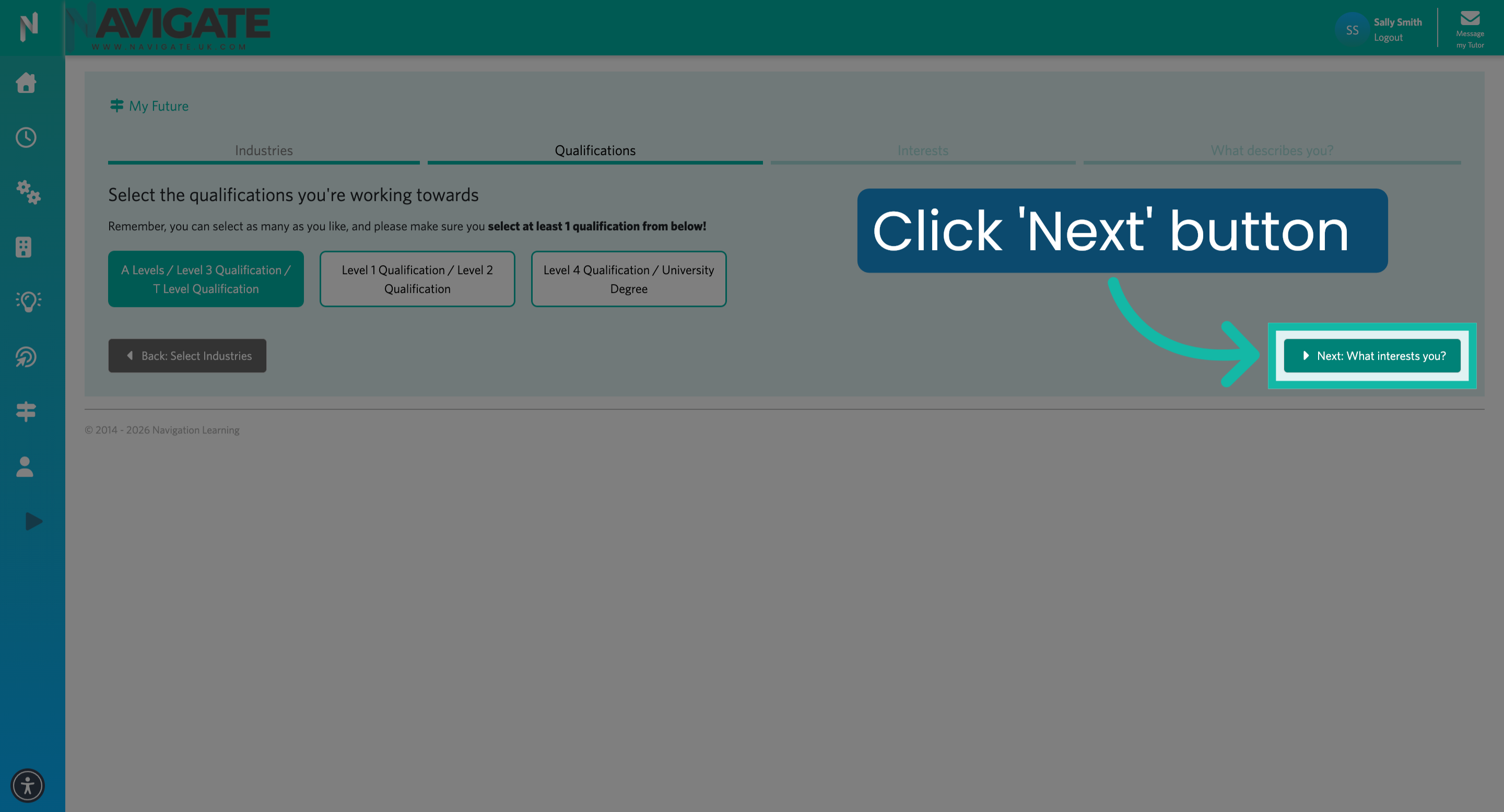 Click 'Next: What interests you?'