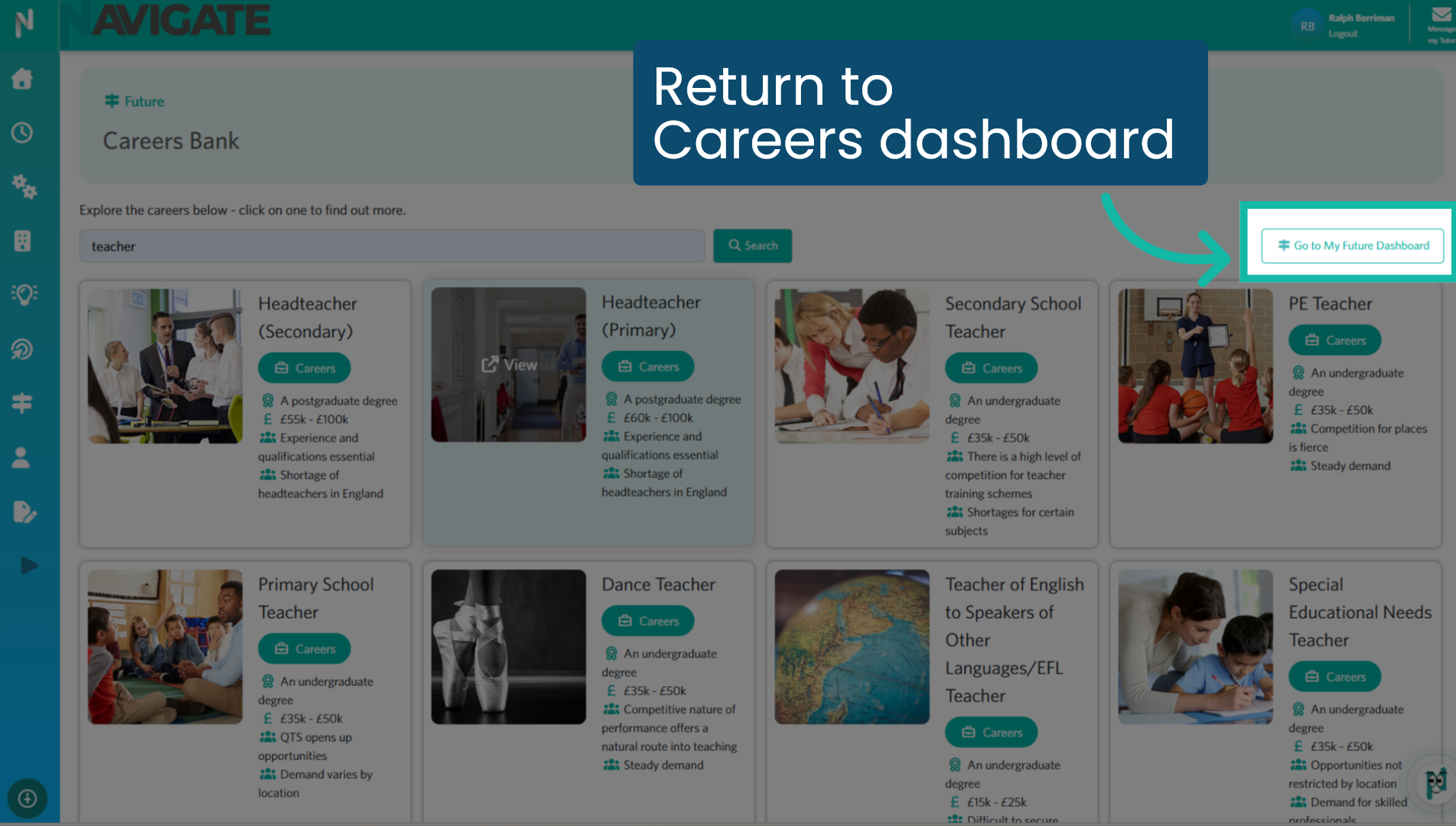 Return to 
Careers dashboard