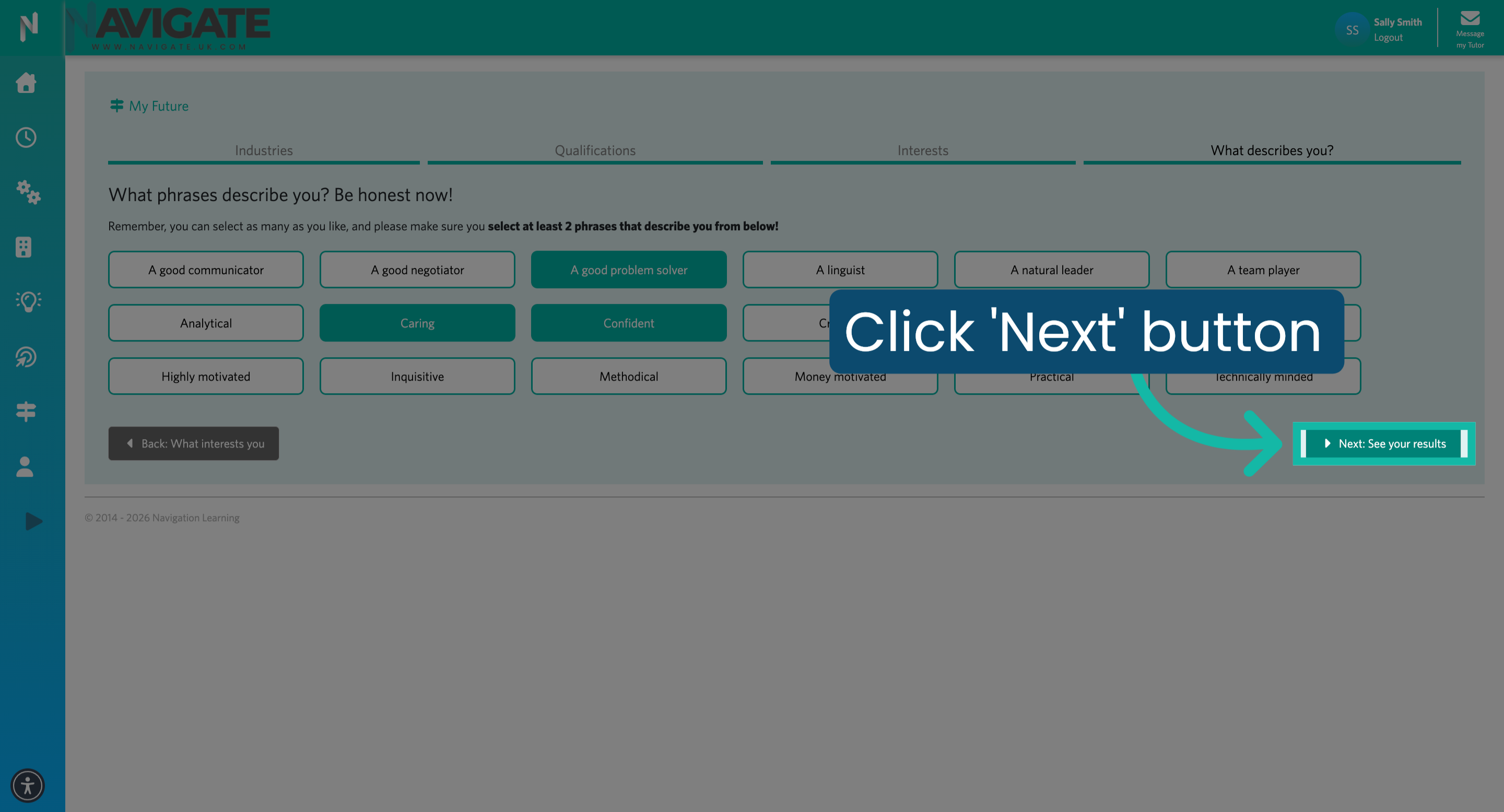 Click 'Next: See your results'