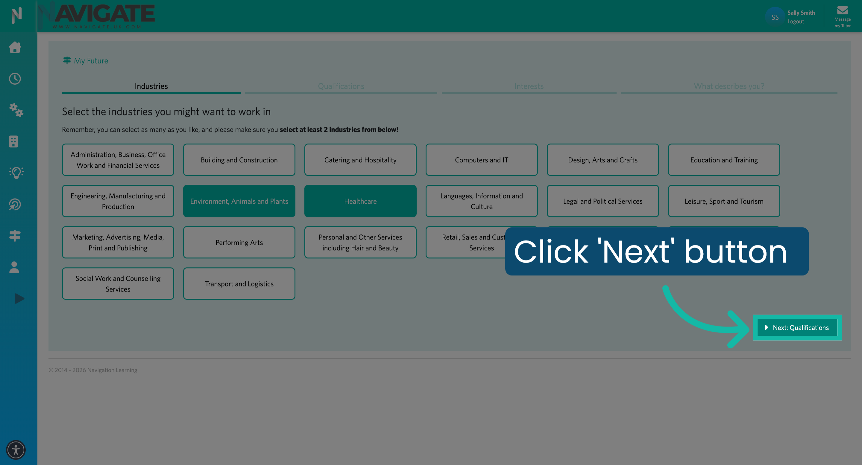 Click 'Next: Qualifications'