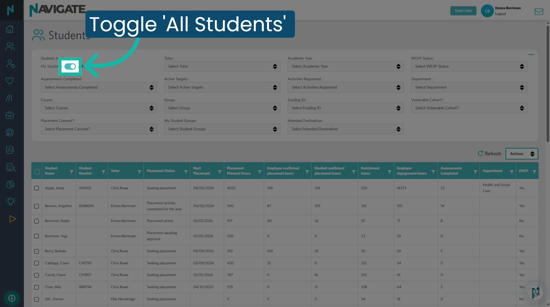 Find other cohorts of students