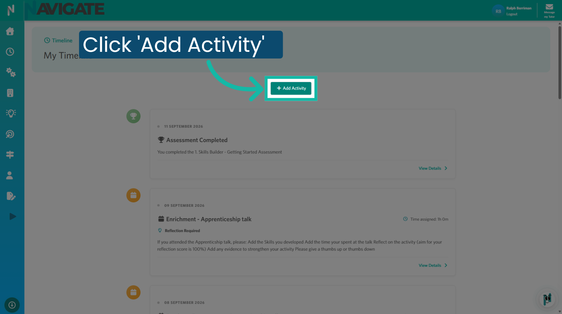 Click 'Add Activity.'