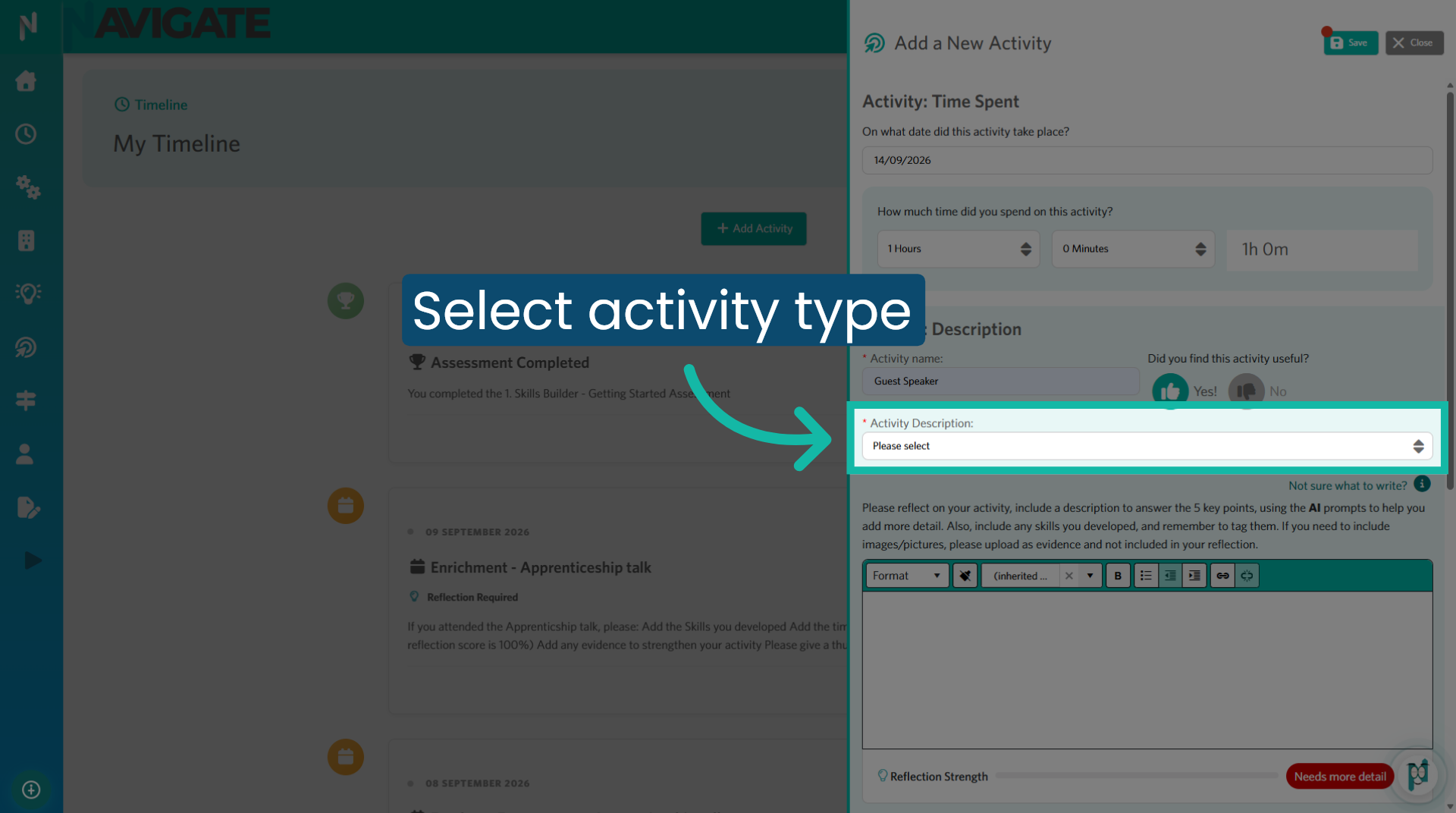 Select the activity type
