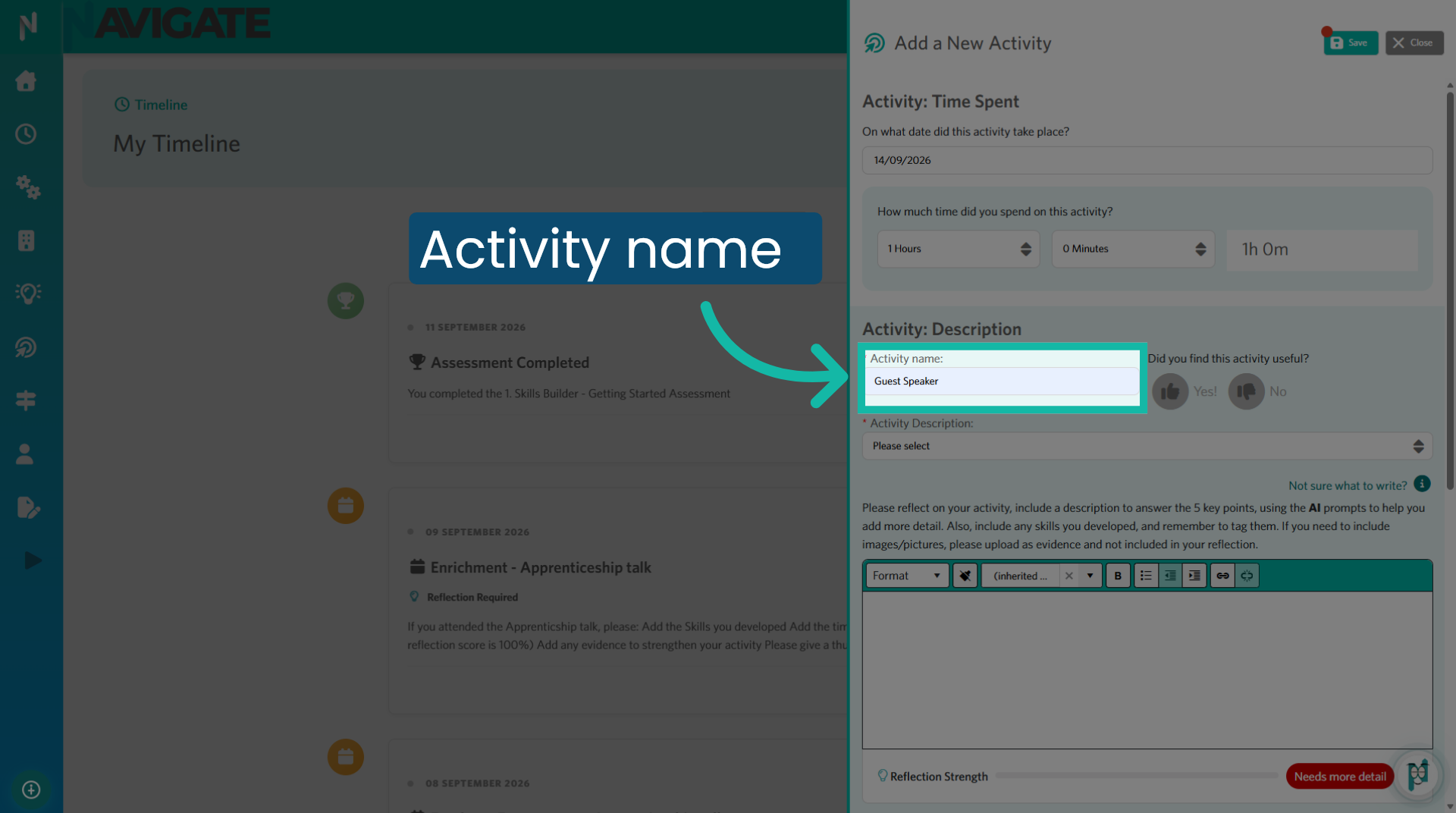 Add the activity a name