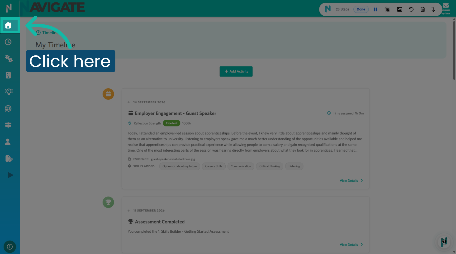 Click the 'Home' icon to return to main dashboard