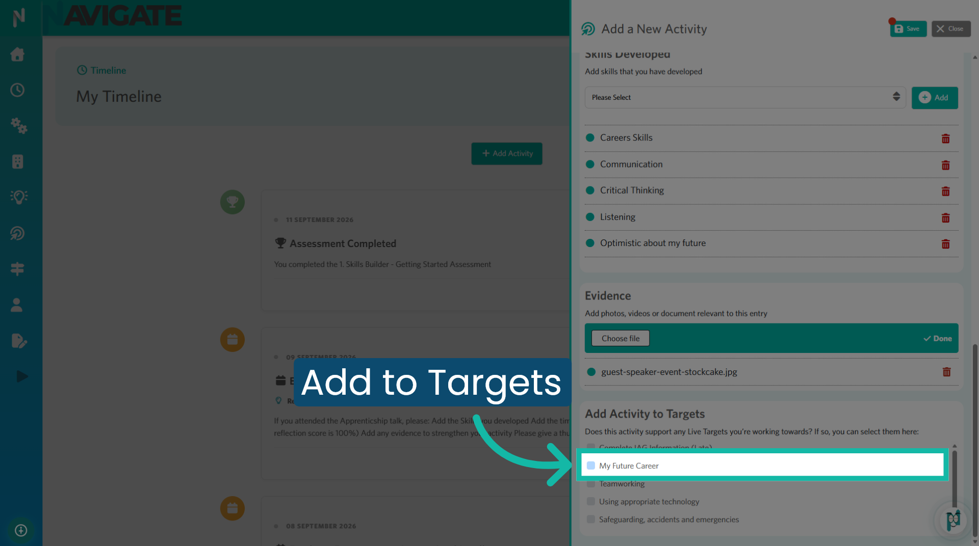 Attach this activity to any relevant targets