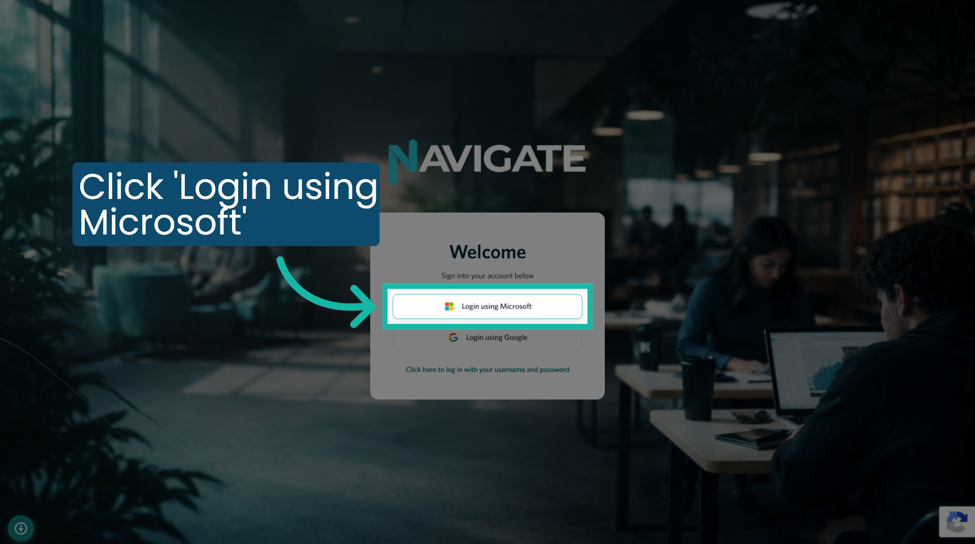 Click 'Log in using Microsoft'