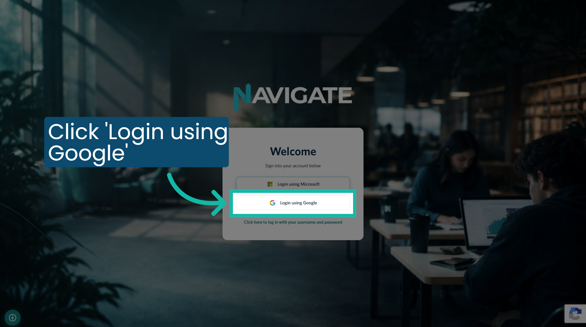 Click 'Log in using Google'