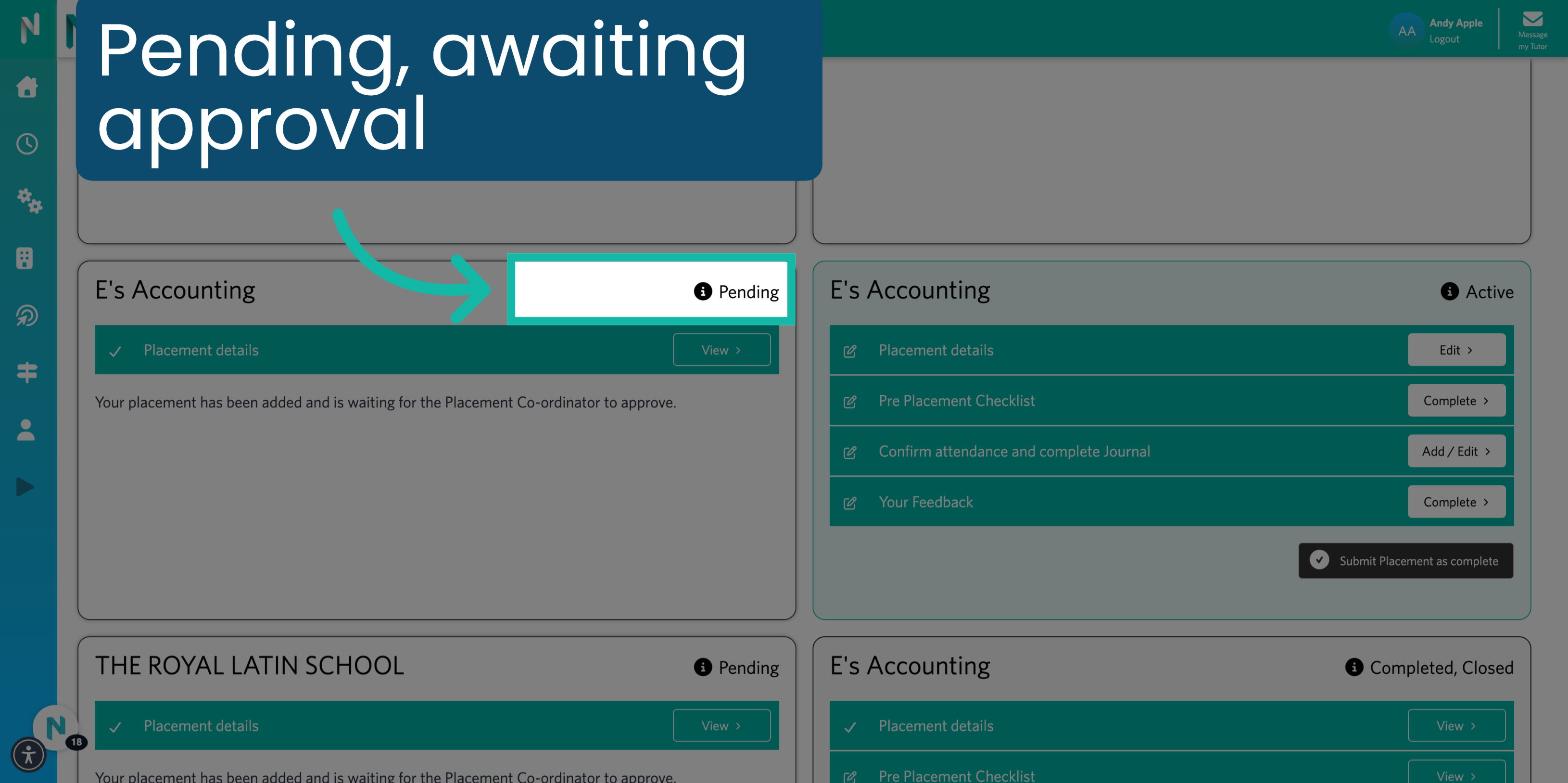 Pending, awaiting approval