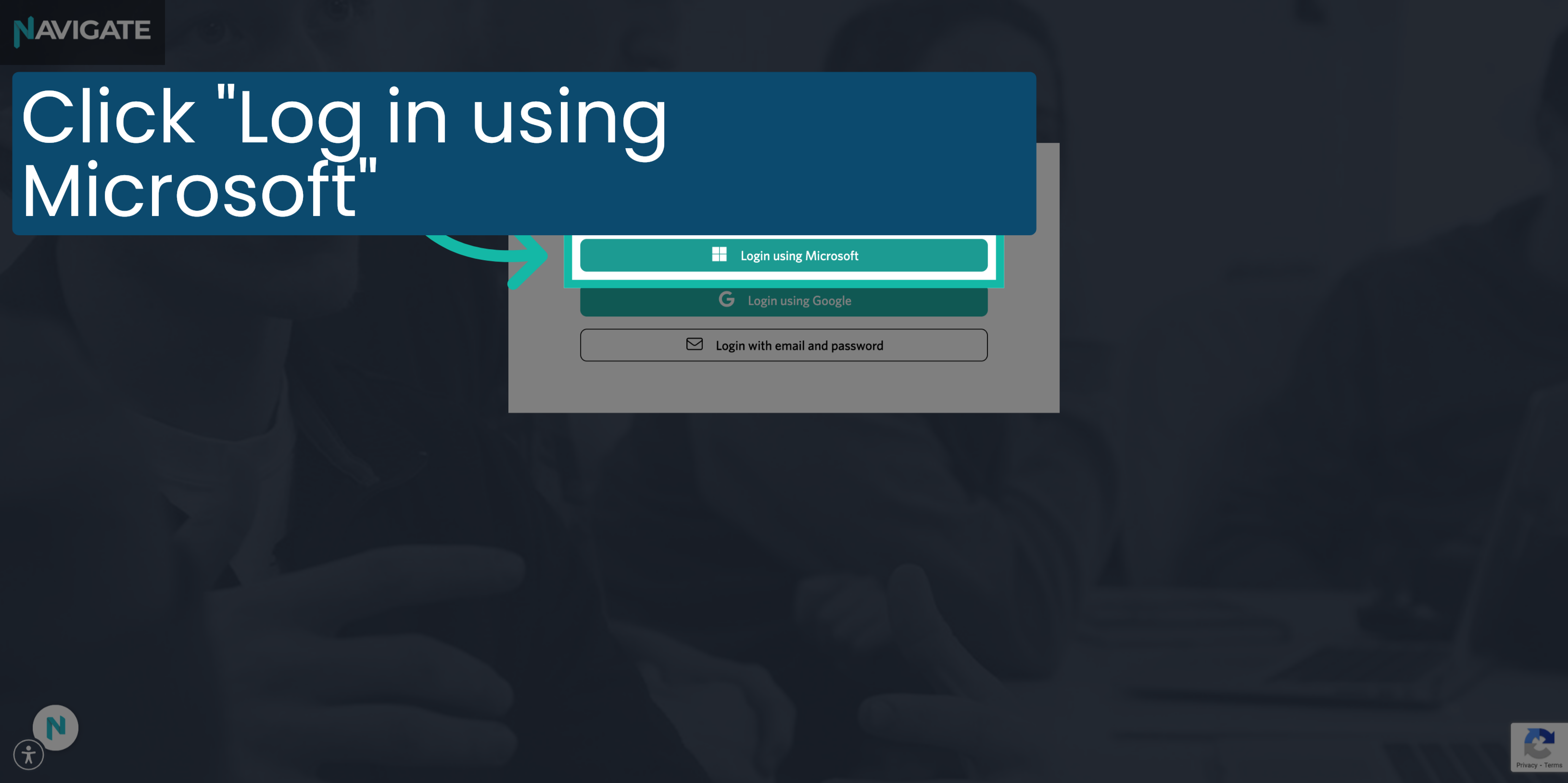 Click 'Log in using Microsoft or Google'