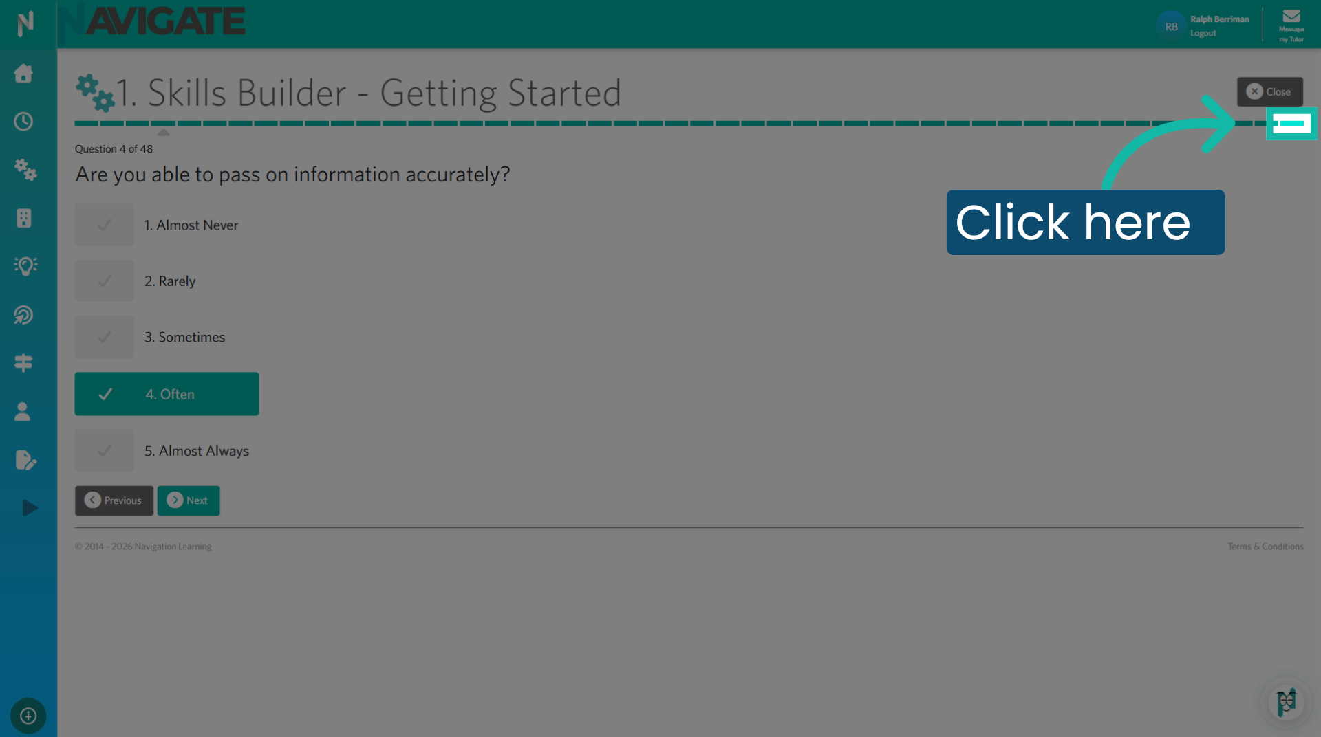 Click to return to end of assessment