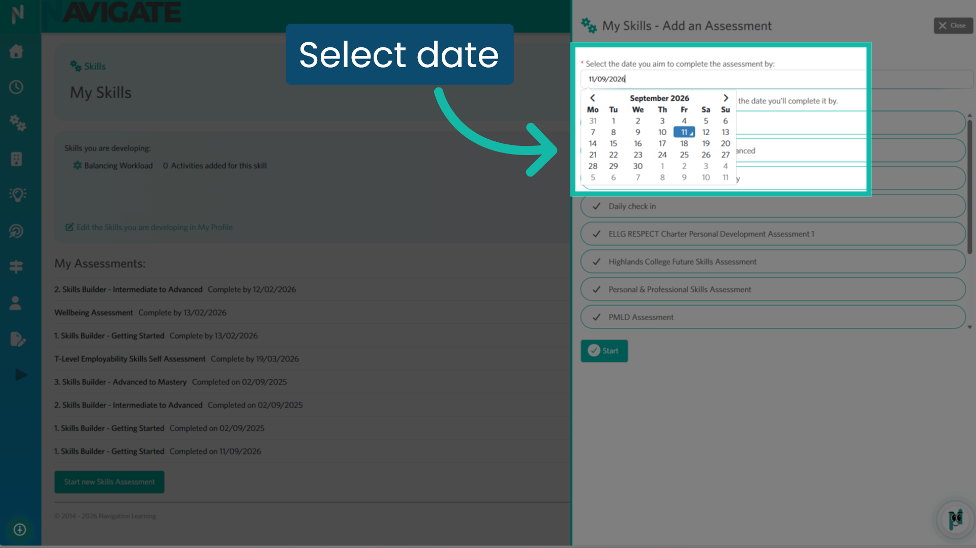 Select date