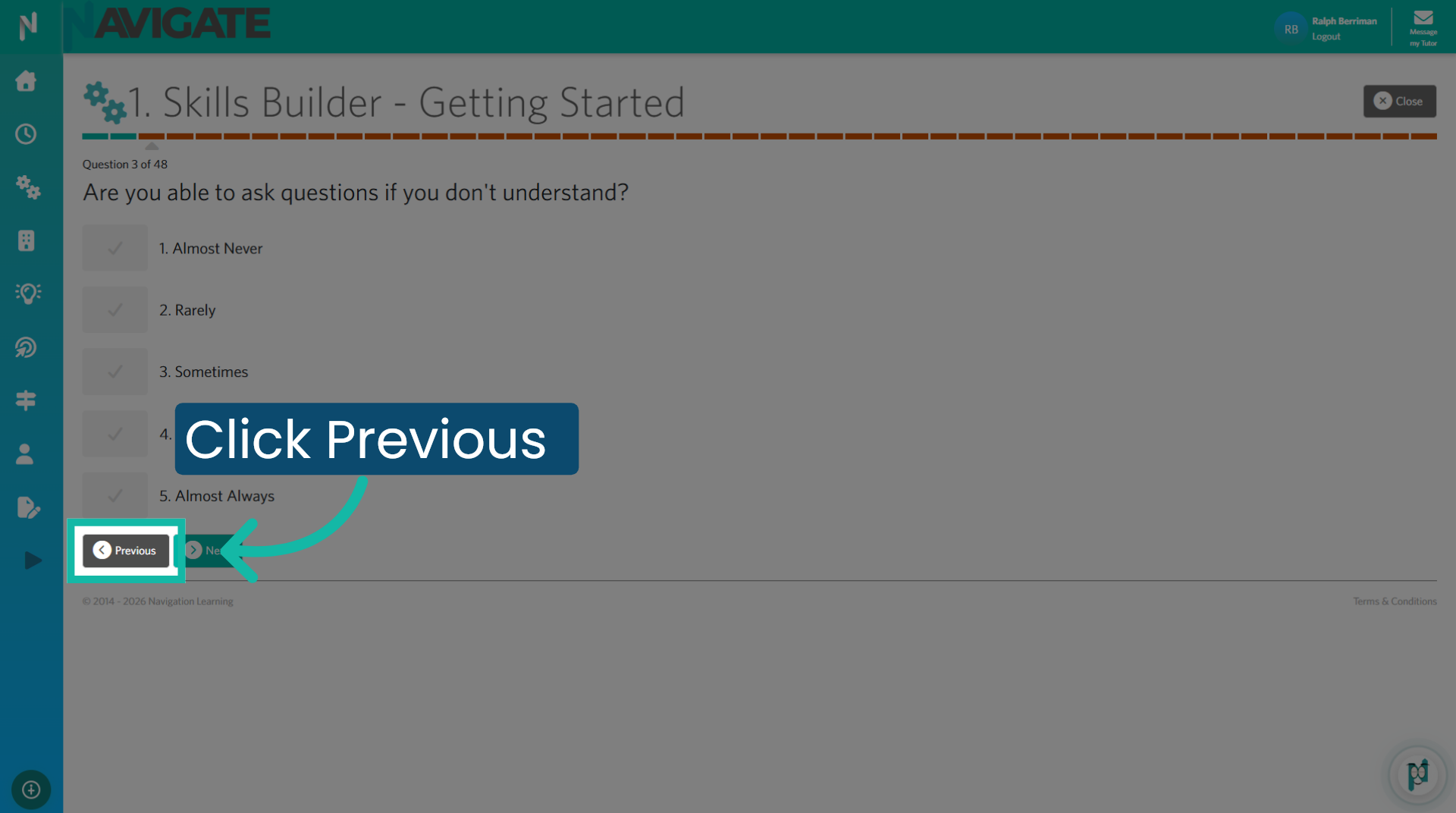 Click 'Previous'
