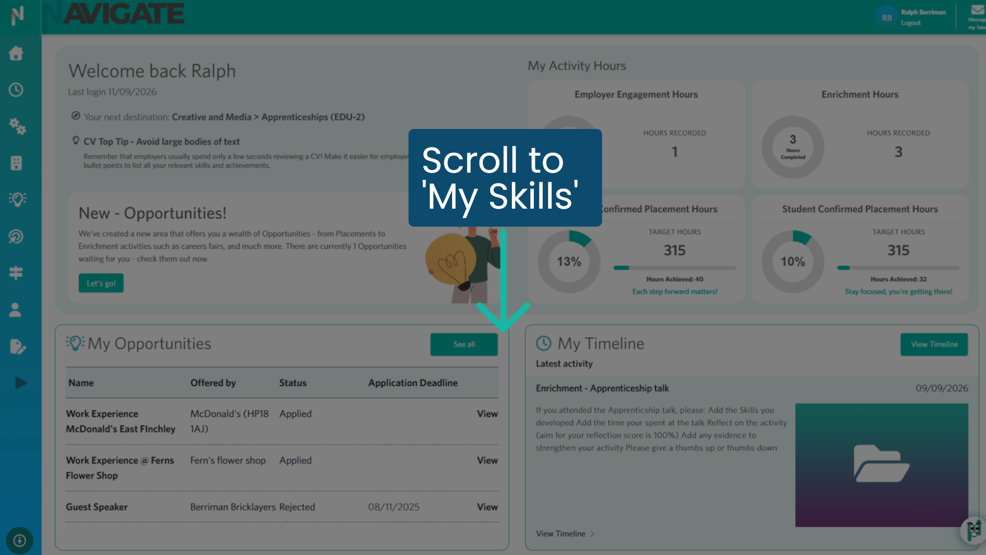 Scroll to the 'My Skills' module