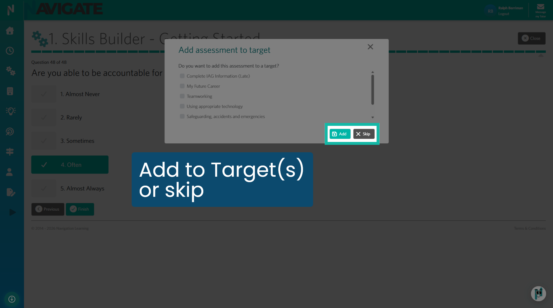 Add to target or skip