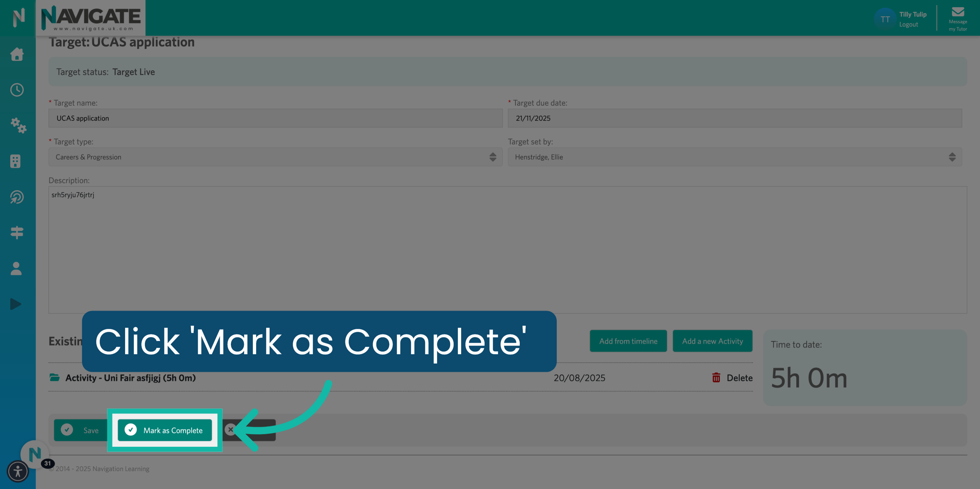 Click 'Mark as Complete'