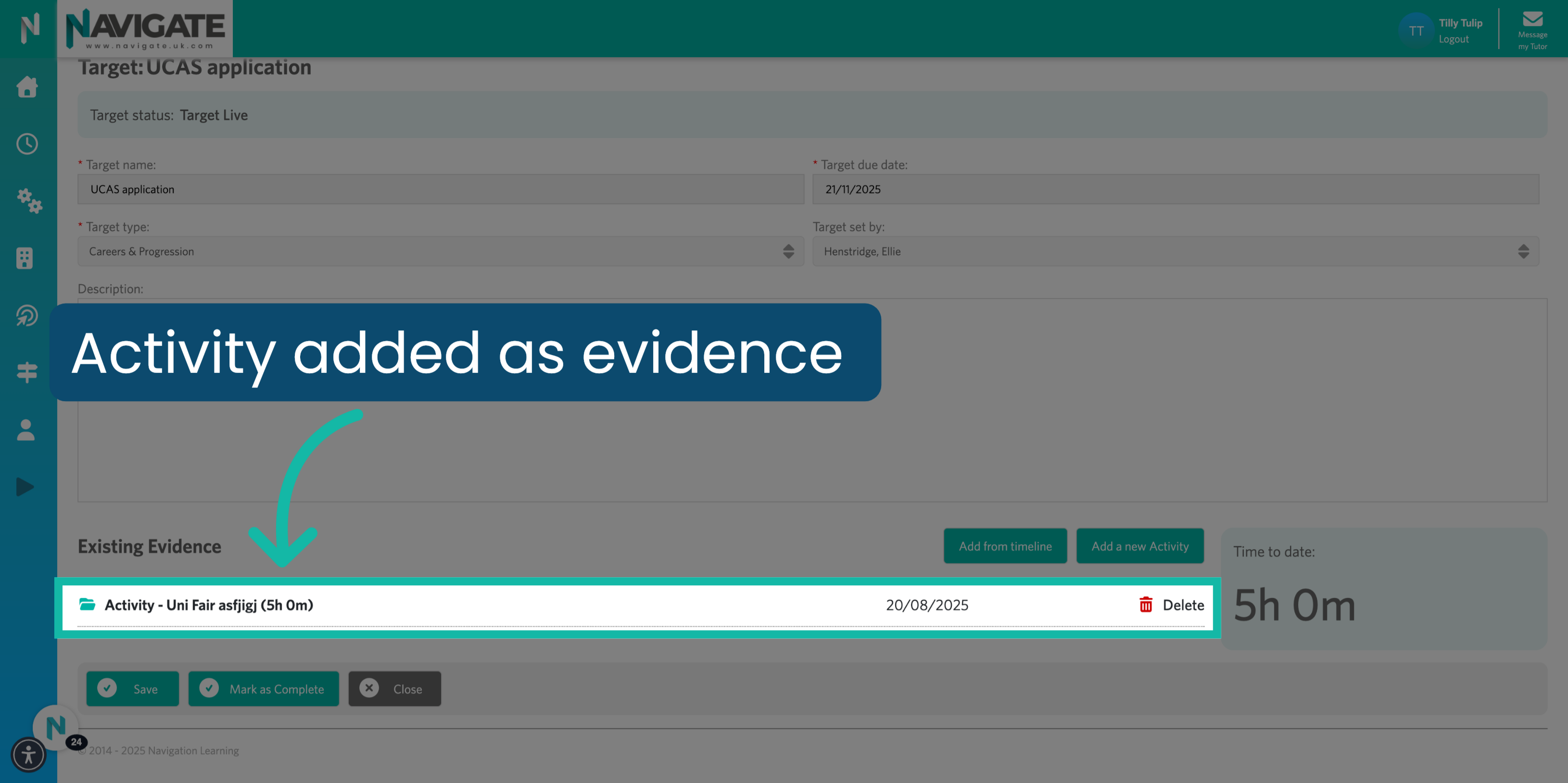 View activity added as evidence
