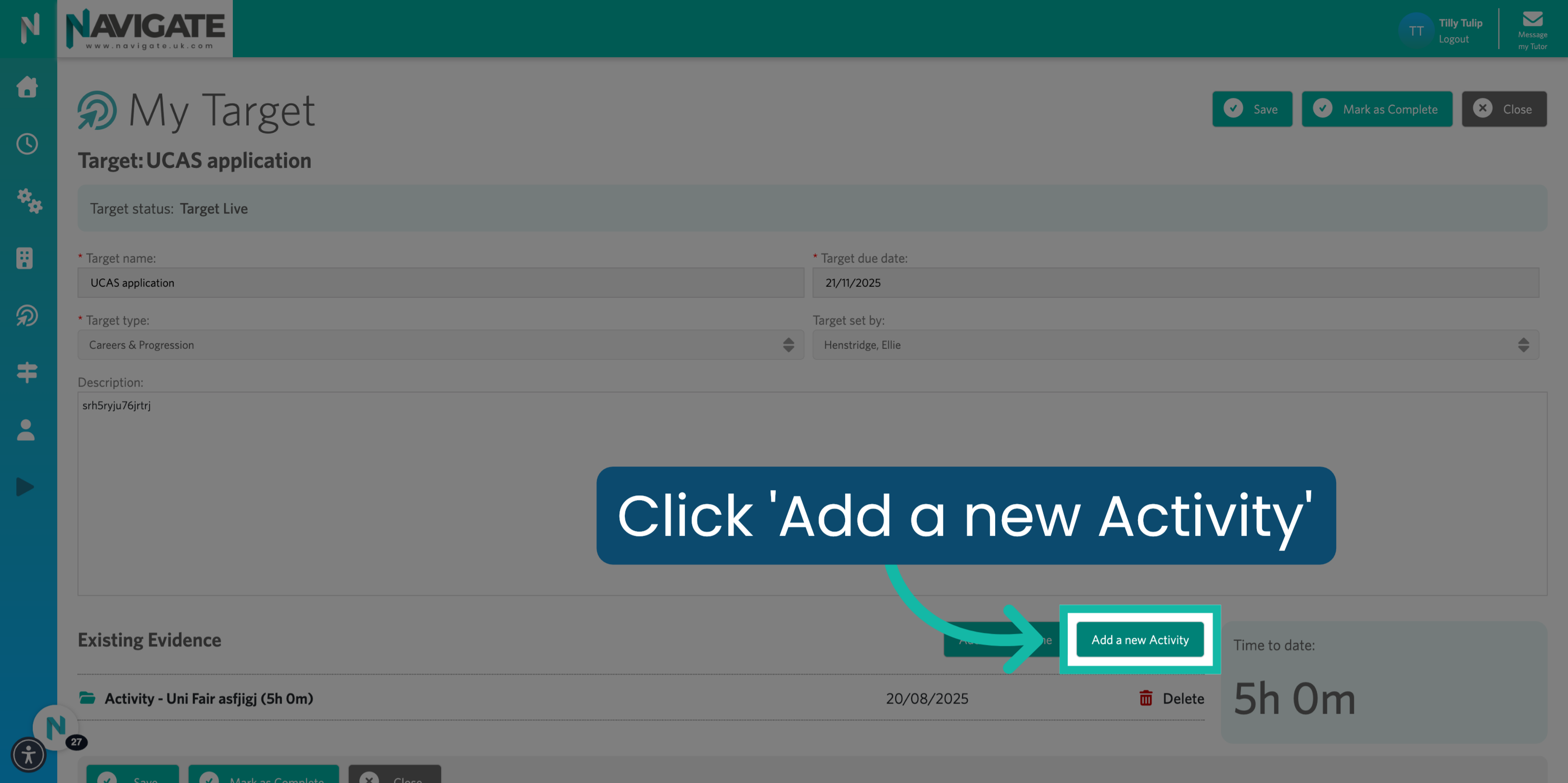 Click 'Add a new Activity'