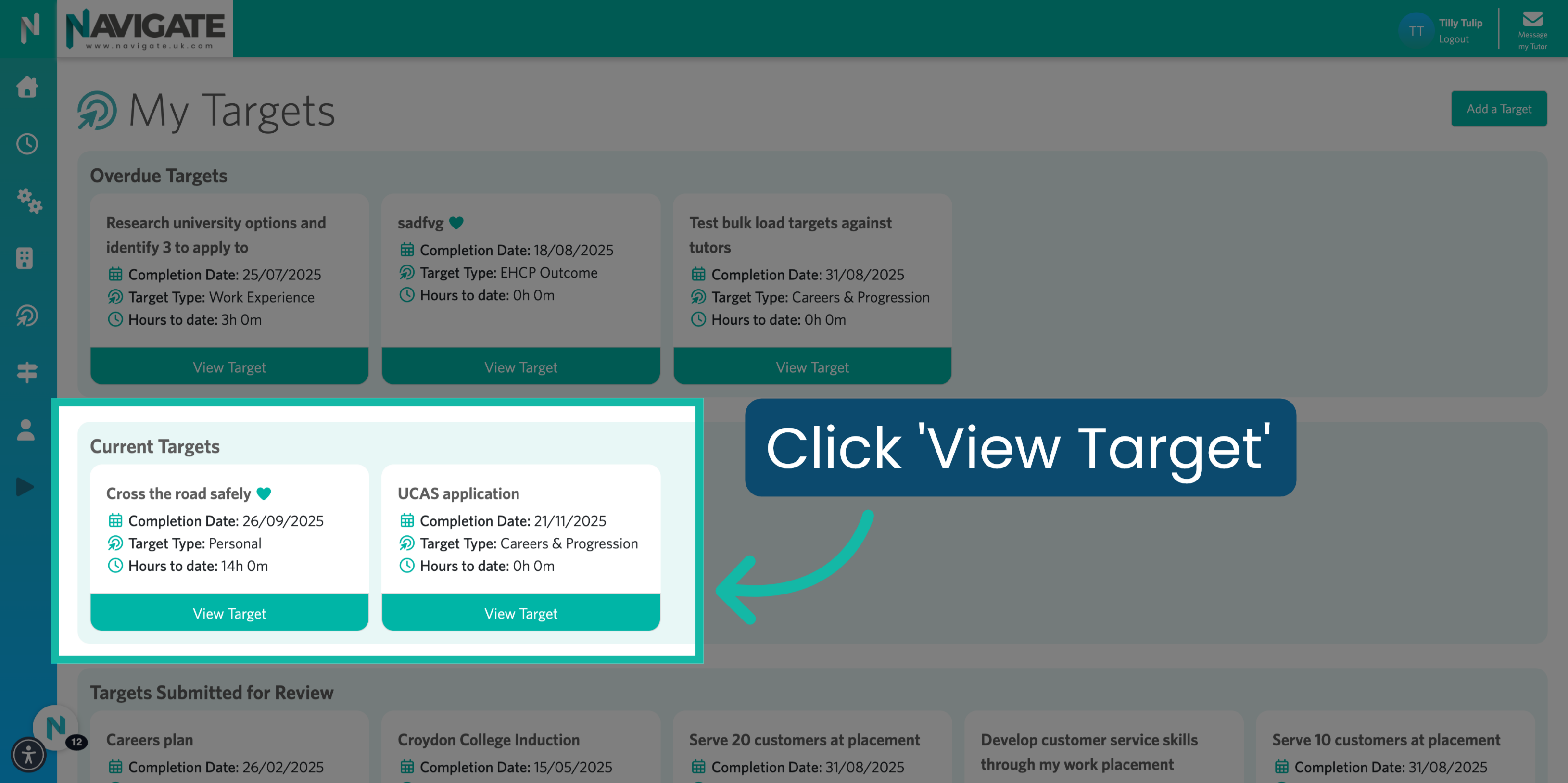 Click 'View Target'