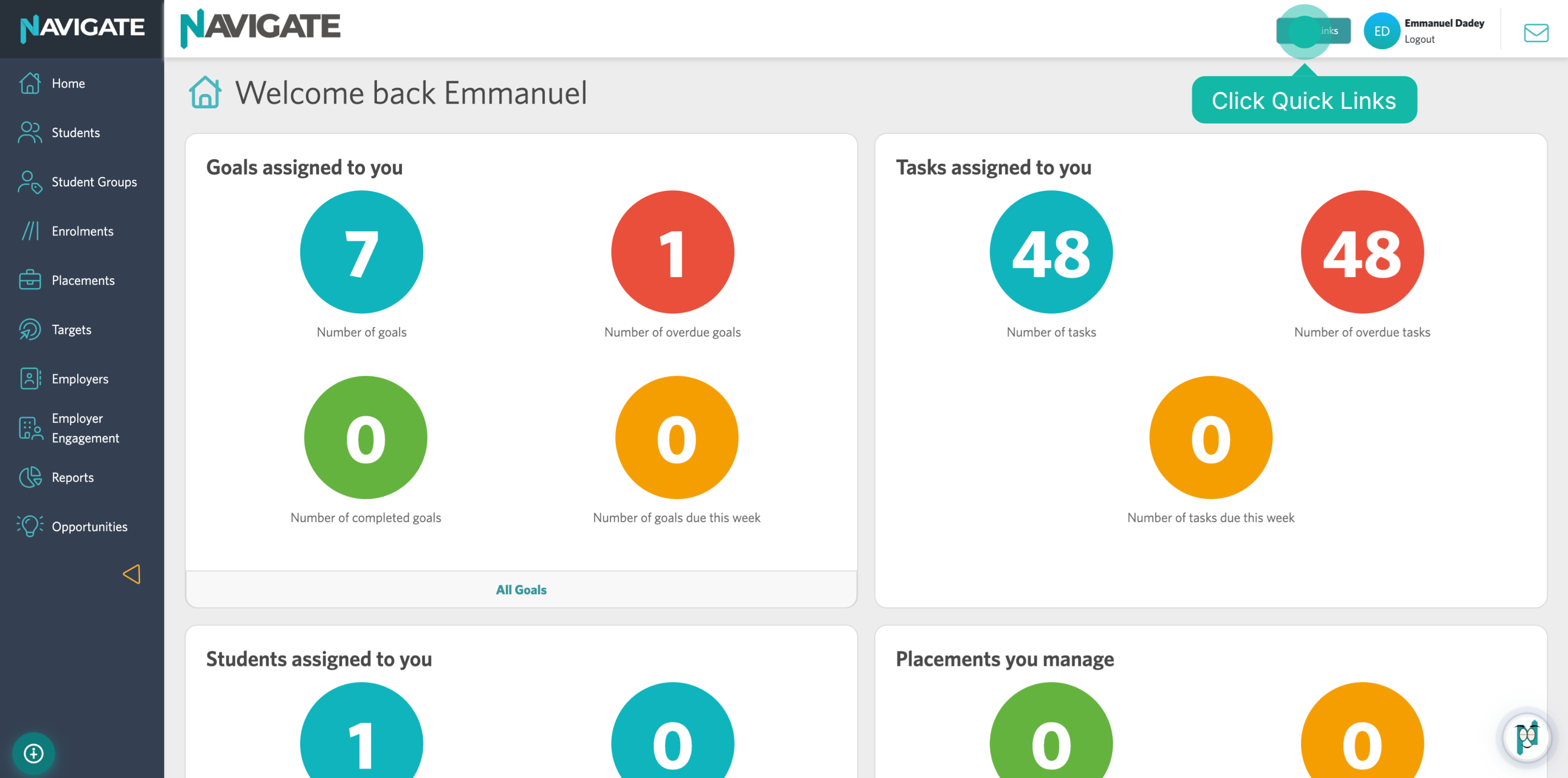 Access Quick Links Menu