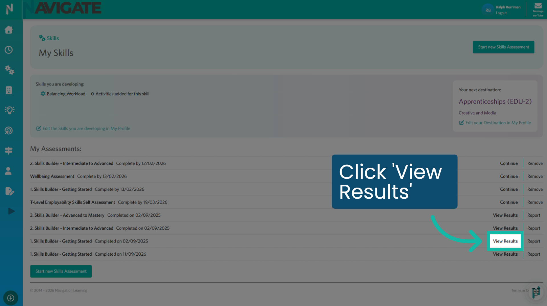 Click 'View results'
