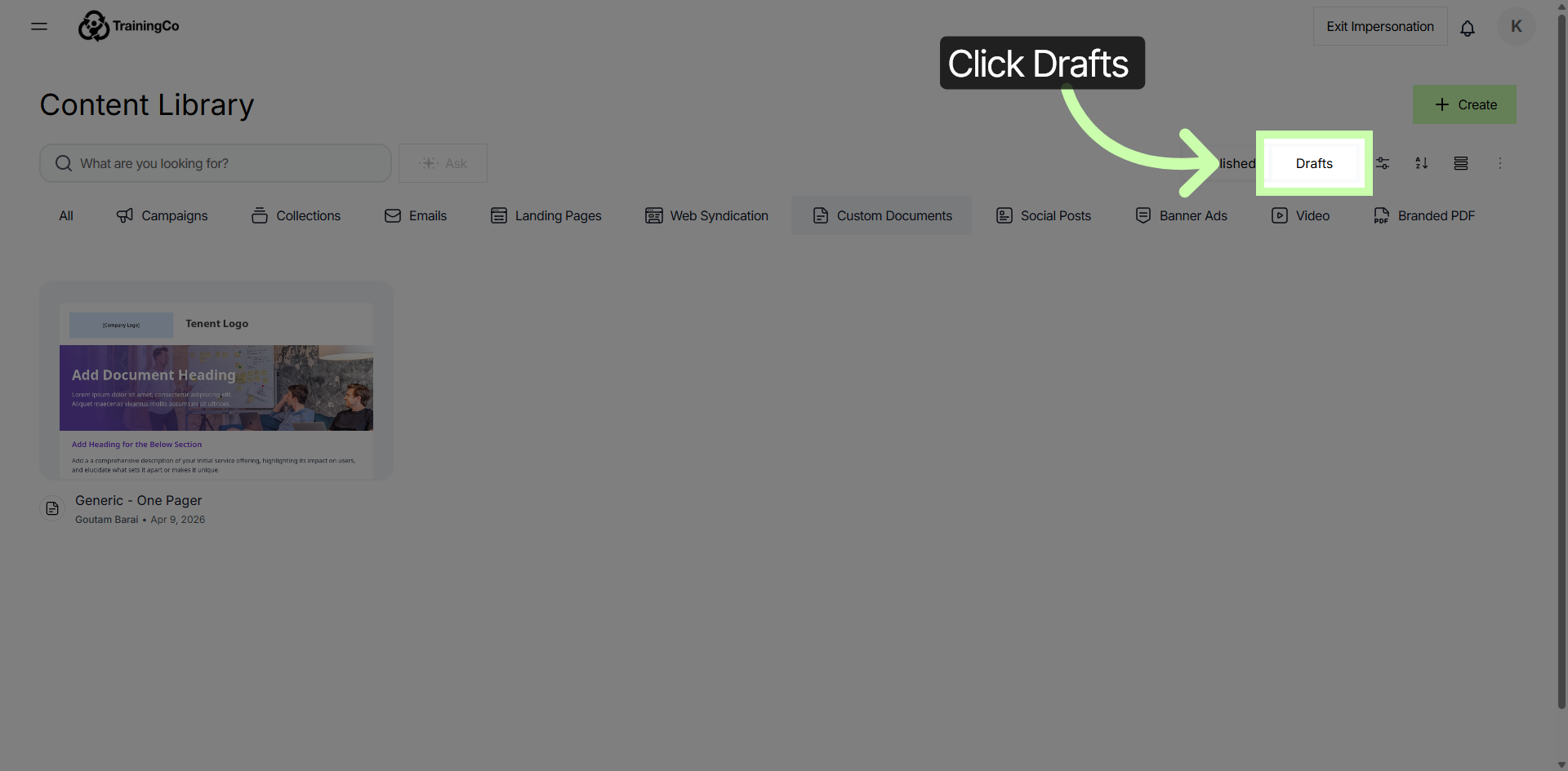 View Draft Documents