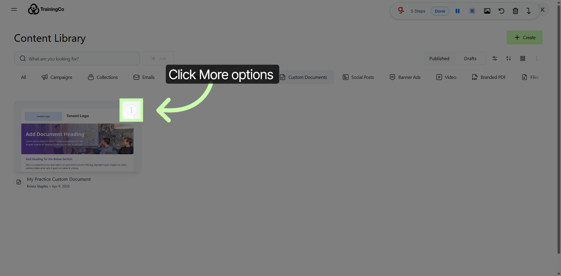 Open More Options Menu
