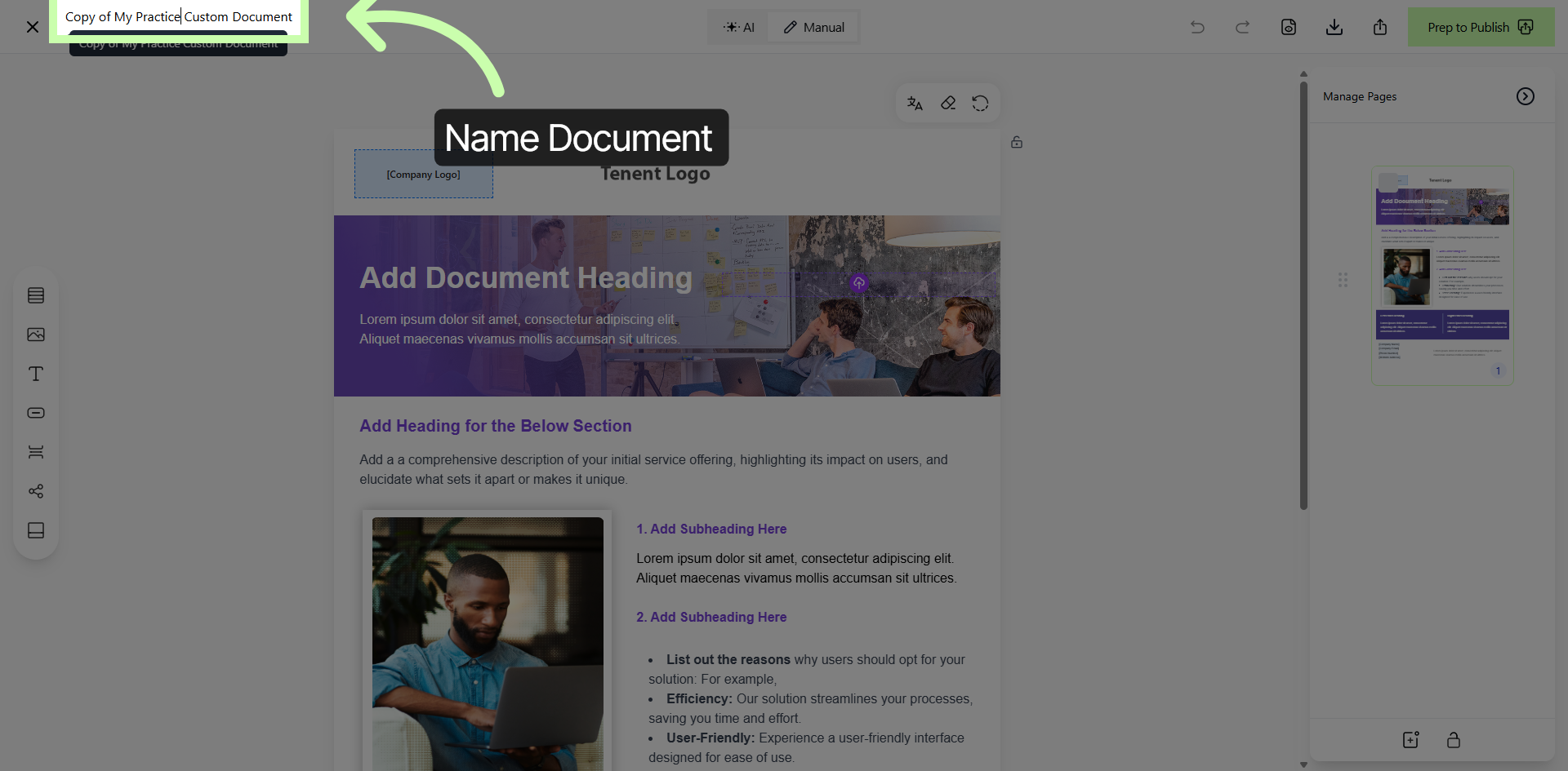 Naming Your Custom Document