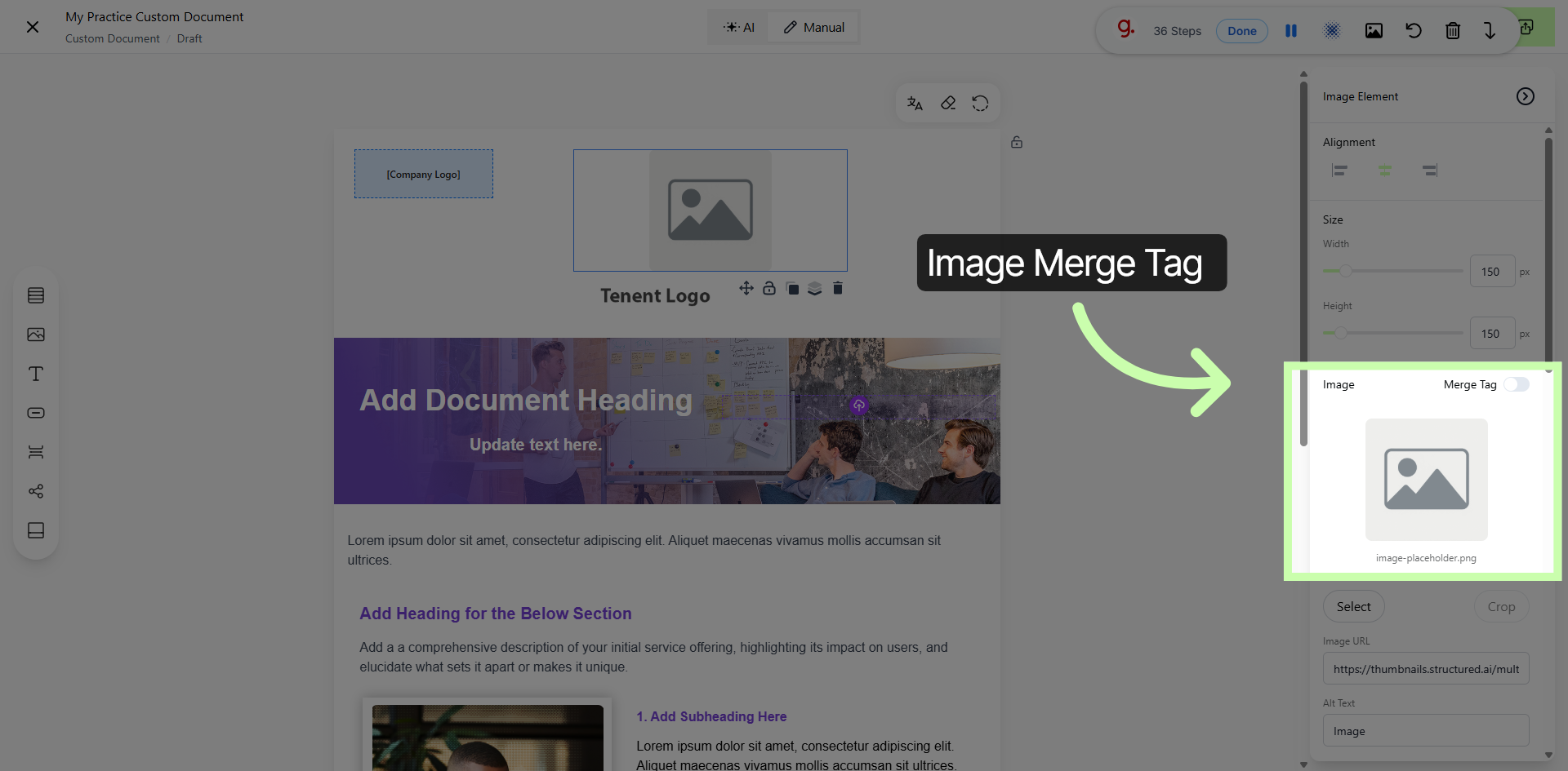 Open Image Merge Tag Settings