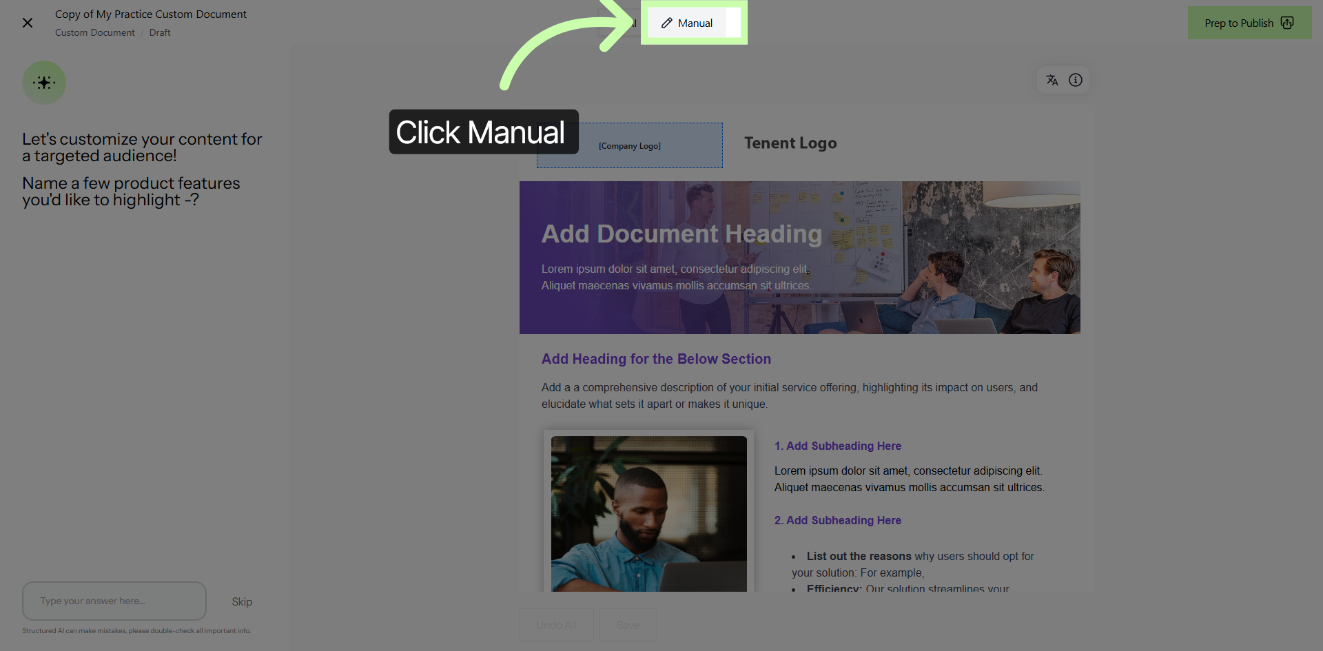 Access Manual Document Mode