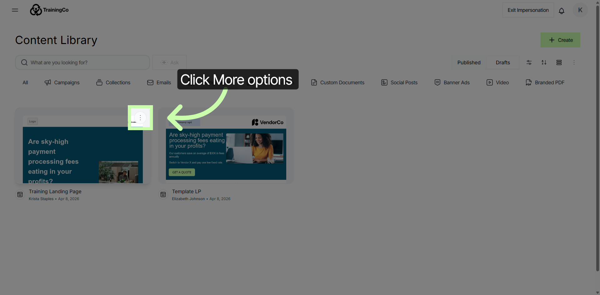Open More Options Menu