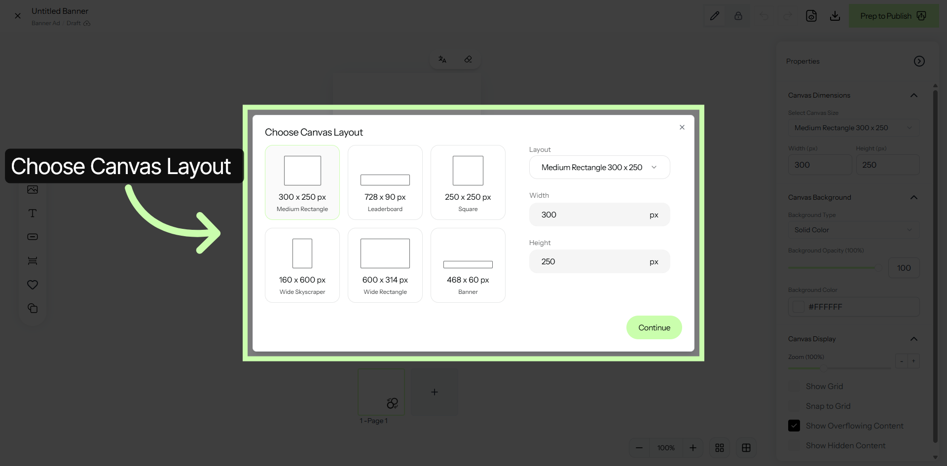 Open Canvas Layout Options