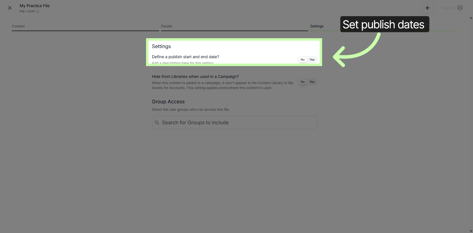 Set Publish Dates