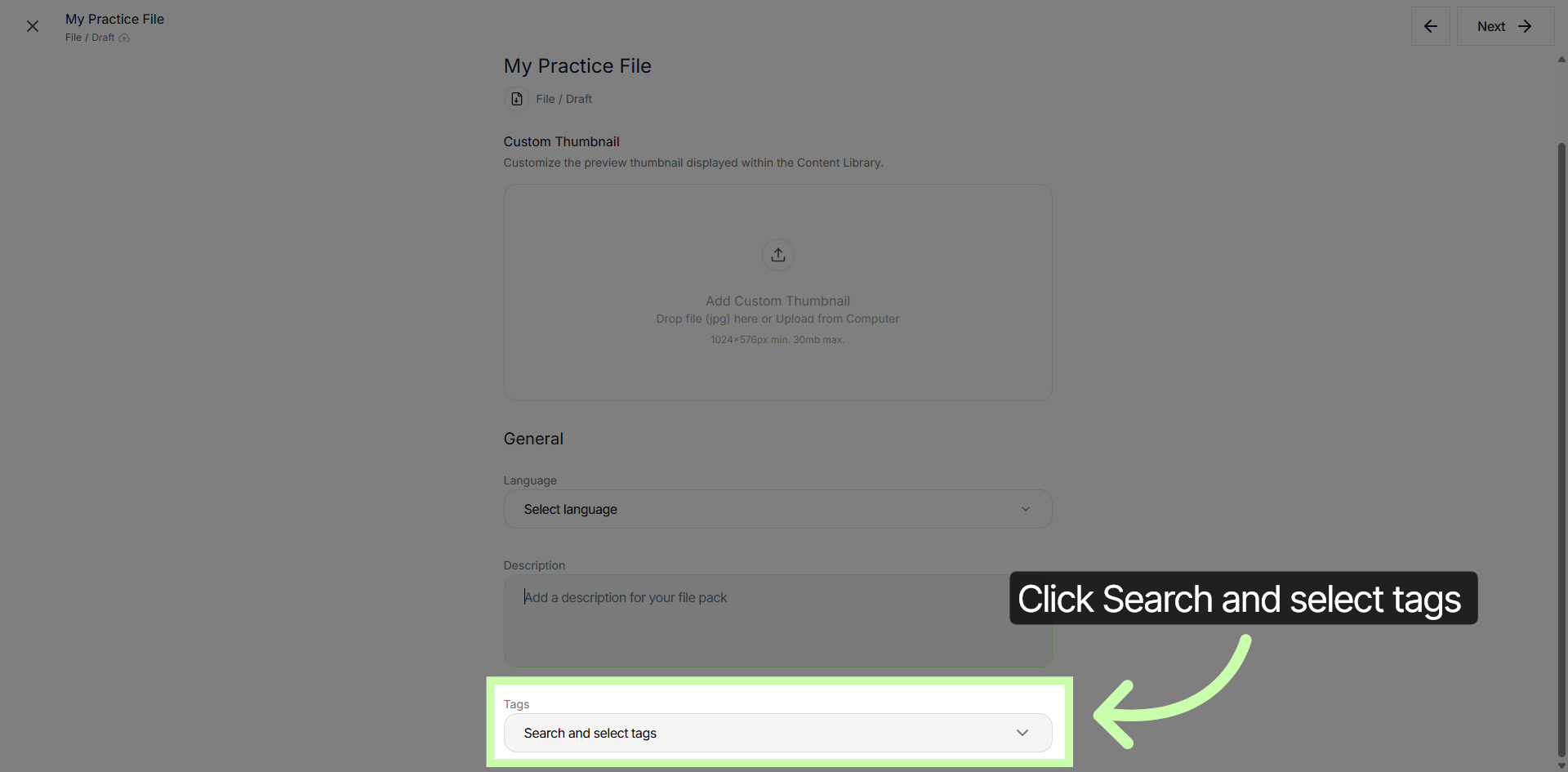 Open Tag Selection