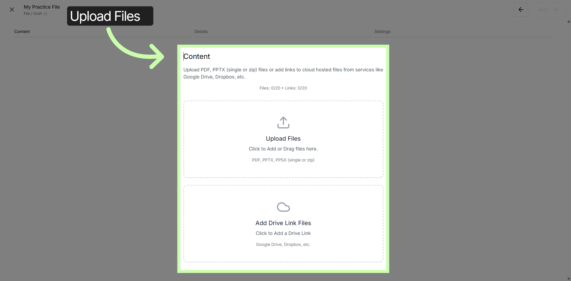 Uploading Files and/or Link Files