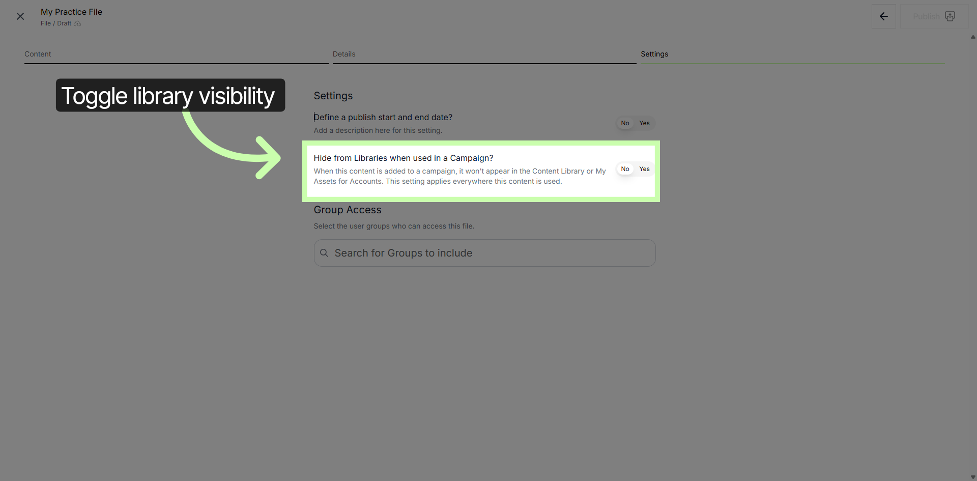 Toggle Library Visibility