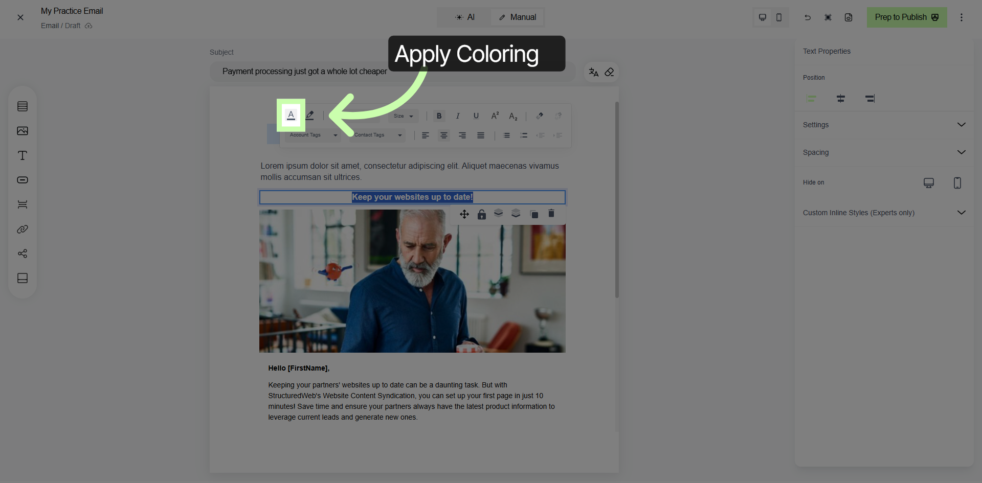 Select Text Block