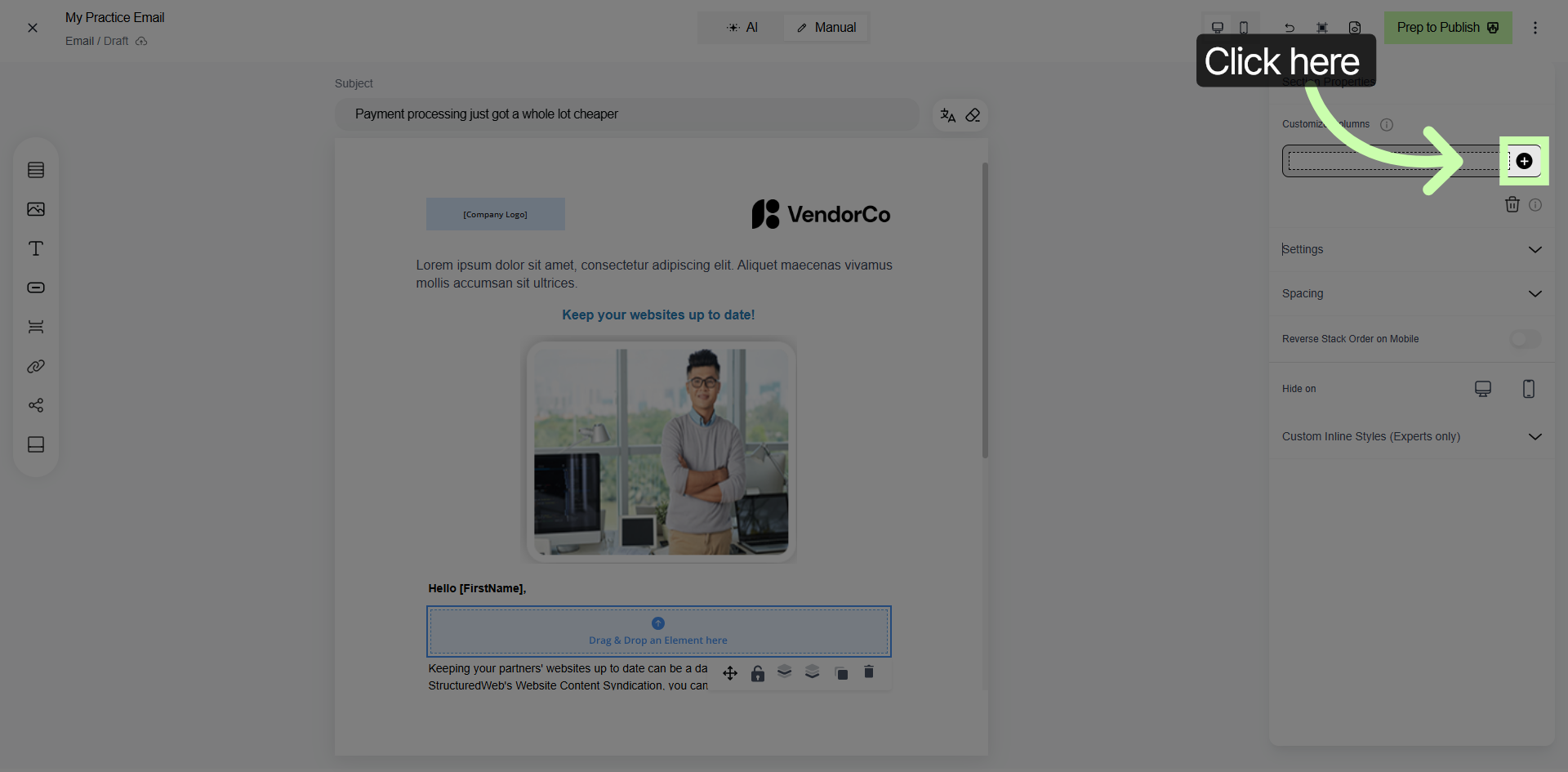 Open Additional Content Options